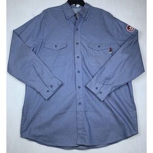 Walls FR Flame Resistant Work Shirt Mens Blue Long slv Button Up XL Heavy Duty